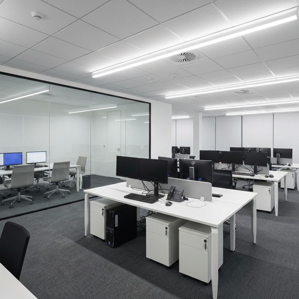 Professional commercial office space with clean carpets